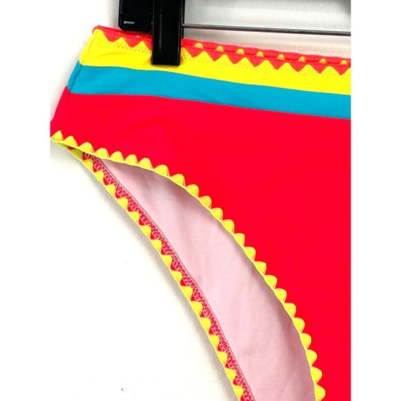 New Popvil Womens Colorblock Swimsuit Bottom Size XL Yellow Pink 1193H2 - Picture 8 of 12